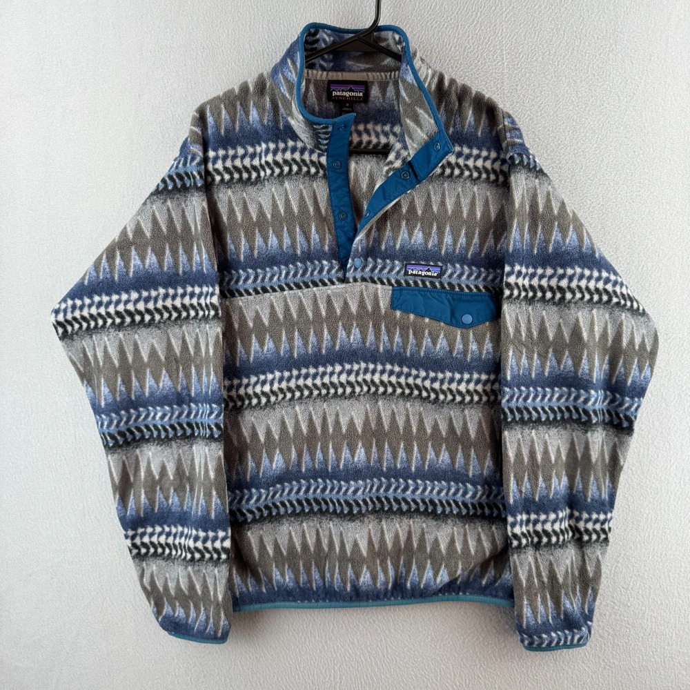 Patagonia Synchilla Sweater Mens Medium Aztec Southwestern Fleece Snap T